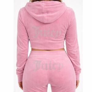 NWT JUICY COUTURE Y2K Velour Bling Tracksuit Heritage Rose Size XL